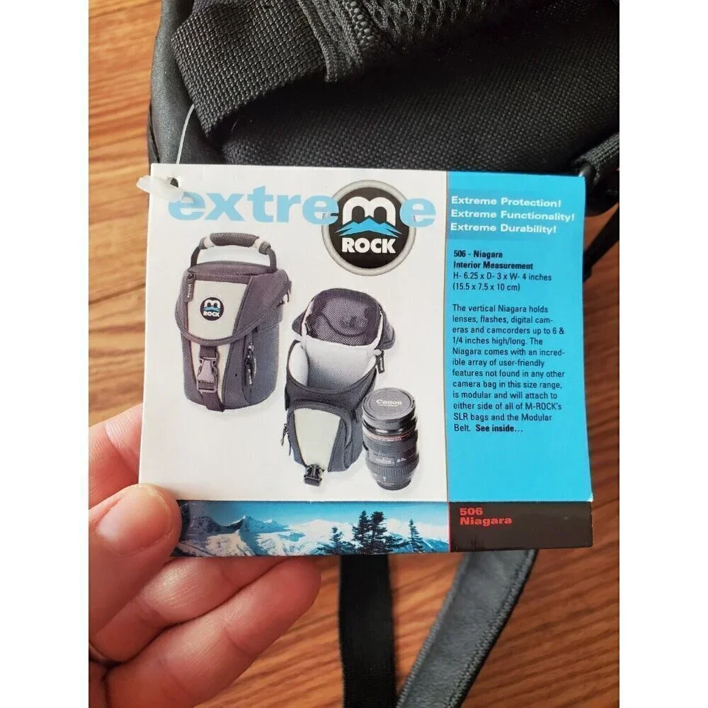 M Rock Camera Bag 506 Niagra black shoulder strap attaches to belt NWT‎